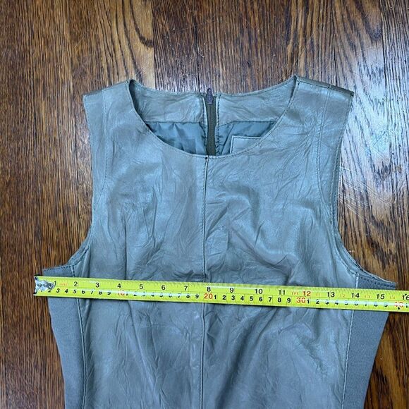 Vintage CIGNO NERO Green Real Leather Sleeveless Sheath Dress Women's Size EU 34 - Picture 9 of 9